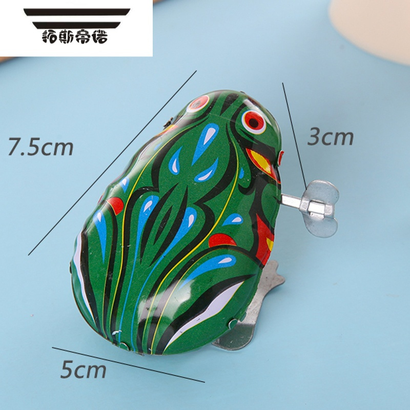 拓斯帝诺怀旧青蛙玩具跳跳蛙会跳的铁皮弹跳绿皮动物上链条发条儿童小