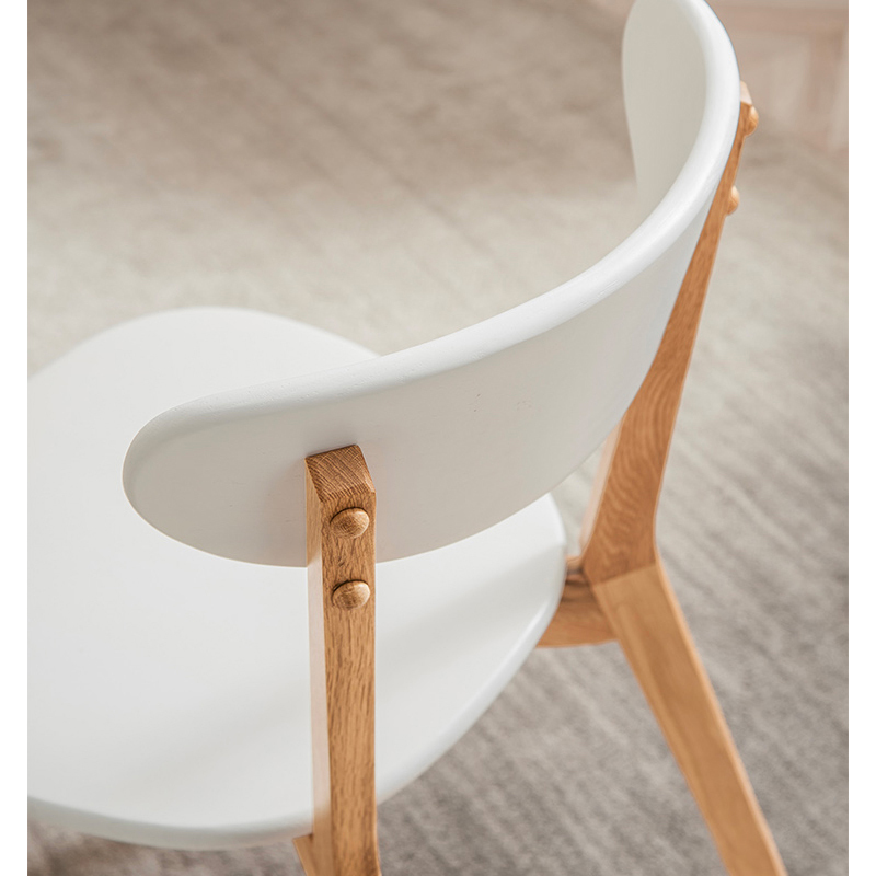 苏悦丰餐椅简约现代休闲书桌椅餐桌凳子橡木靠背椅北欧白色椭圆形座面