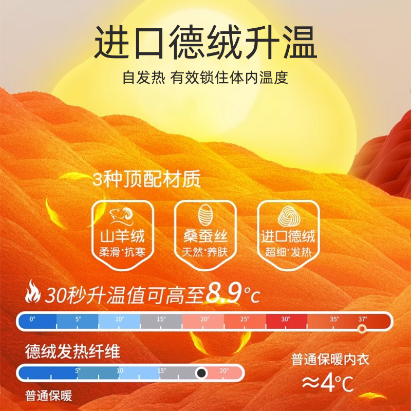 7A抗菌啄木鸟德绒保暖内衣男士套装加绒加厚打底秋衣秋裤男款冬季高清大图