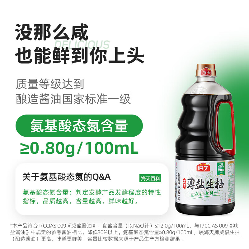 海天 减盐系列 薄盐生抽[薄盐酱油]1.28L 炒菜炖肉凉拌点蘸淡盐高清大图