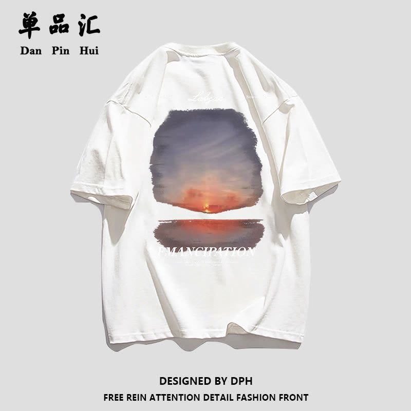 单品汇夏季新款纯棉短袖T恤女韩版潮流印花学生oversize宽松ins潮图片