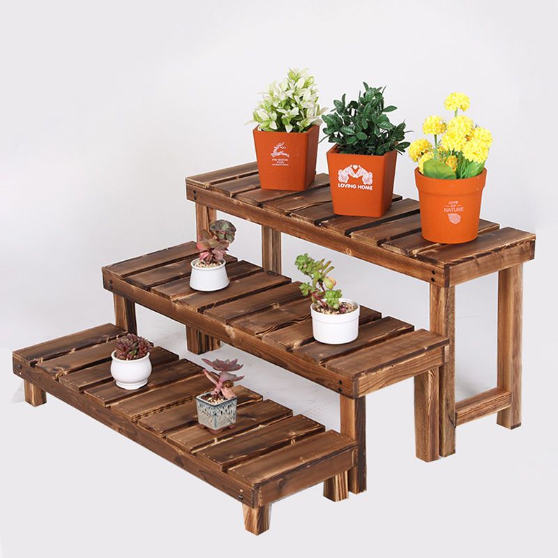 碳化防腐实木花架单层花几户外阳台阶梯脚踩凳多肉室内外多层特价