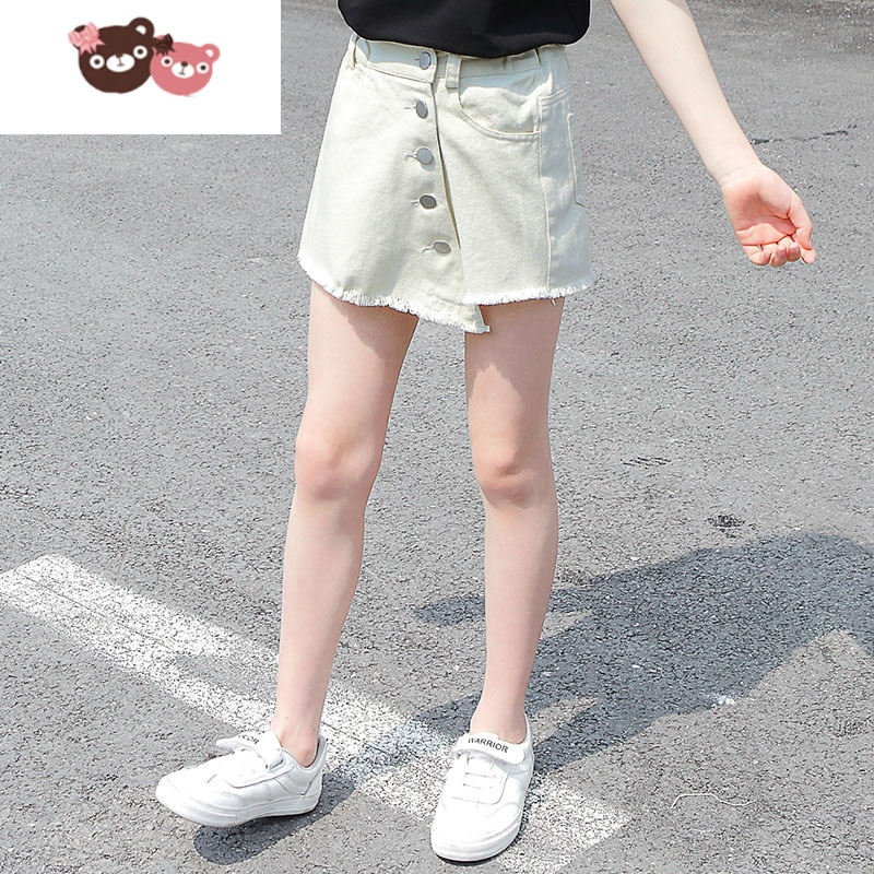 绿彩虹光女童白色牛仔短裤夏季薄款中大童2022新款夏装儿童裤子外穿短裙裤