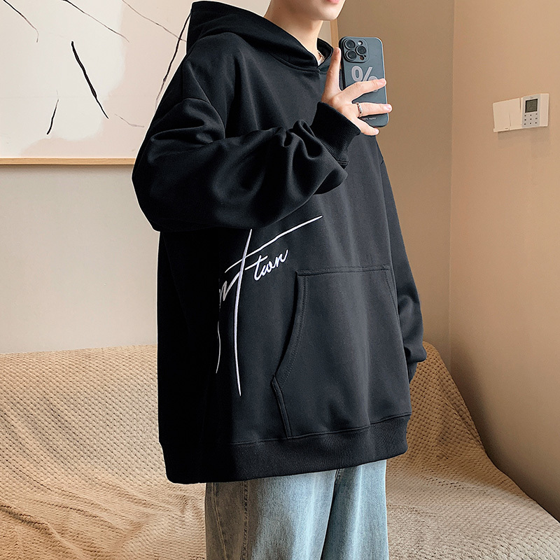 蒙洛里克港风印花宽松休闲卫衣男士春秋季潮流牌学生连帽百搭长袖MYW23-5527