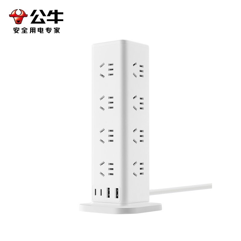 公牛(bull)GNV-UL1016U[白色1.6m]立式插座桌面插排带usb面板充电宿舍多功能排插多孔位插线板高清大图