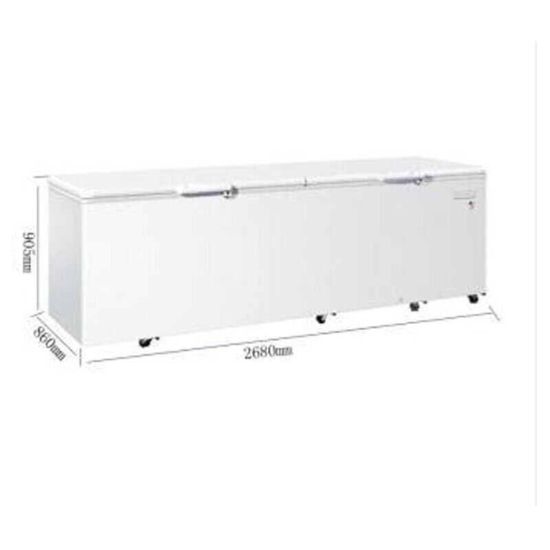 Haier/海尔冰柜超市商用大容量1028升卧式双开门冷藏冷冻转换冷柜带锁带脚轮海鲜柜大冷柜 -26度可冻1500斤