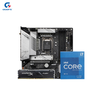 技嘉B560M AORUS PRO AX雪雕主板+i7-11700K CPU+金士顿Fury 3200 8G台式机内存条