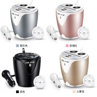 车载充电器点烟一拖二电源转换分配USB插头汽车车充多功能