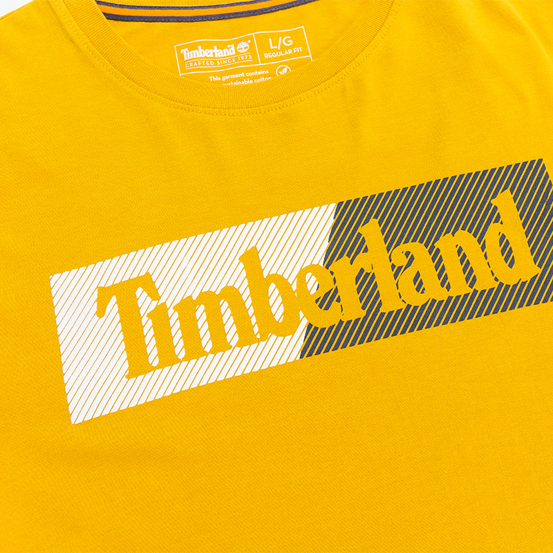 Timberland添柏岚男装新款舒适印花短袖圆领T恤黄色|A2ME6-311