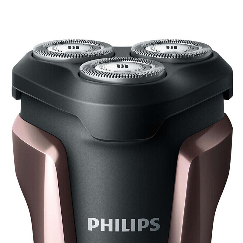 飞利浦(Philips)电动剃须刀S1060玫瑰金 旋转式三刀头男士胡须刀 充电式电须刀 进口刀头自动研磨 全身水洗