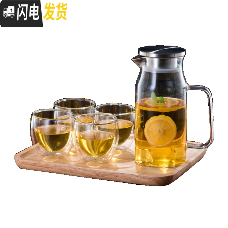 三维工匠水具套装家用玻璃杯子冷水壶可高温欧式客厅简约创意茶壶凉杯防爆 畅饮壶1400凉水壶高清大图