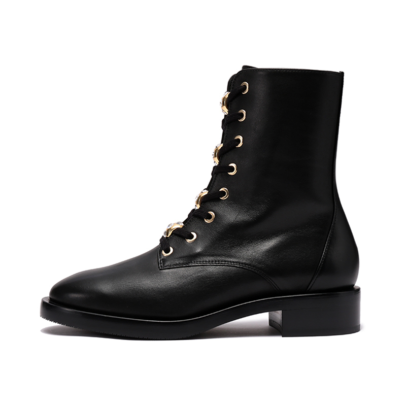 思缇韦曼stuartweitzman女士牛皮革系带靴子短靴马丁靴sondracrystal