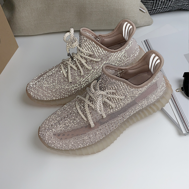 椰子鞋男350v2正品真爆银粉满天星天使春季潮鞋休闲运动跑步鞋银粉