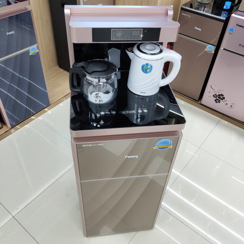 Peves/奔腾饮水机-BT8606 金色遥控双层立式家用全豪华自动双出水防烫包胶壶新款多功能茶吧机