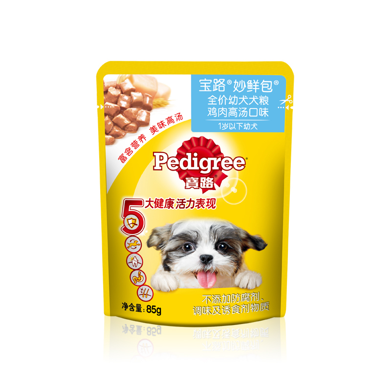宝路妙鲜包全价幼犬犬粮 鸡肉高汤口味 85g*12包
