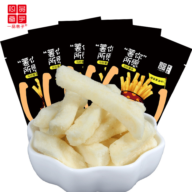 一品巷子薯你所愿蜂蜜黄油味薯条100g5袋网红休闲零食土豆条视频