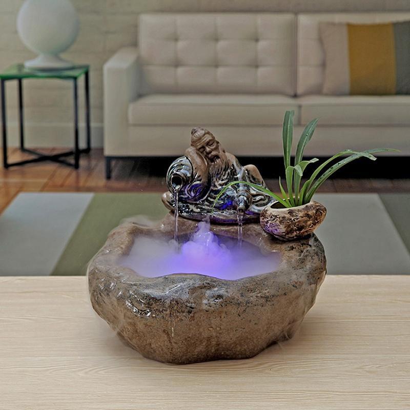 陶瓷喷泉流水水景客厅家居装饰品桌面摆件创意风水招财鱼缸加湿器y