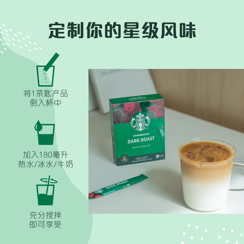 星巴克Starbucks 咖啡粉 速溶美式黑咖啡粉2.3g*10条重度烘焙高清大图