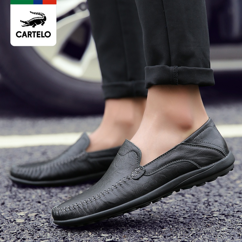 线下专柜同款卡帝乐鳄鱼cartelo新款透气真皮男鞋休闲鞋