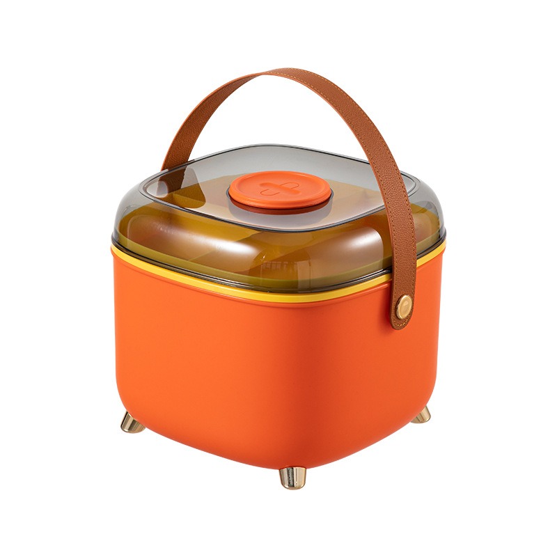 华普思实用收纳药箱家用备药盒分格分层大容量药箱家庭装轻奢药品收纳箱橙色24*24*21CM