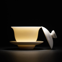 苏氏陶瓷(SUSHI CERAMICS)三才盖碗 中国白素烧功夫茶具泡茶碗