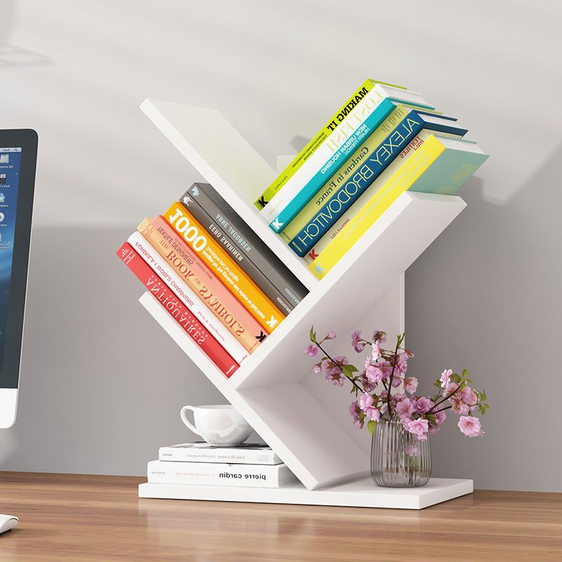 桌上学生小型书架置物架儿童创意书柜储物架收纳架子暖白色特价款三层
