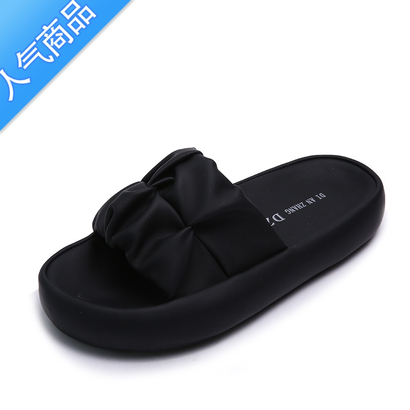 SUNTEK高级感凉拖鞋女夏季外穿2023新款厚底休闲沙滩凉鞋孕妇面包一字拖