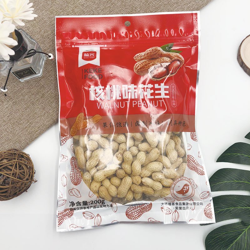 嗑客核桃味花生200g带壳花生 坚果炒货休闲小零食