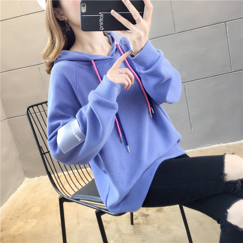欧乐鑫连帽衫上衣百搭学生韩版2019秋季洋气新款套头宽松学院风卫衣女
