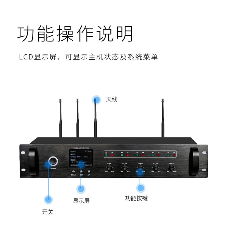 润普Runpu RP-WX8800P 音频扩声系统大型智能会议室专业工程无线手拉手话筒会议主机高清大图