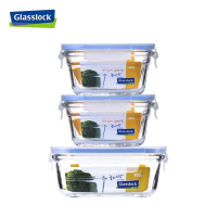 三光云彩(GLASSLOCK)韩国进口钢化耐热玻璃保鲜盒套装微烤两用密封带盖饭盒3件套附保温包上班族带饭 GL3-03B