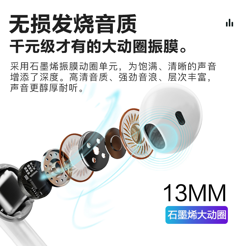 纽曼X3入耳式真无线蓝牙耳机2021年新款跑步运动久戴不痛降噪女可爱超长待机续航大电量高音质端开车专通用 黑色