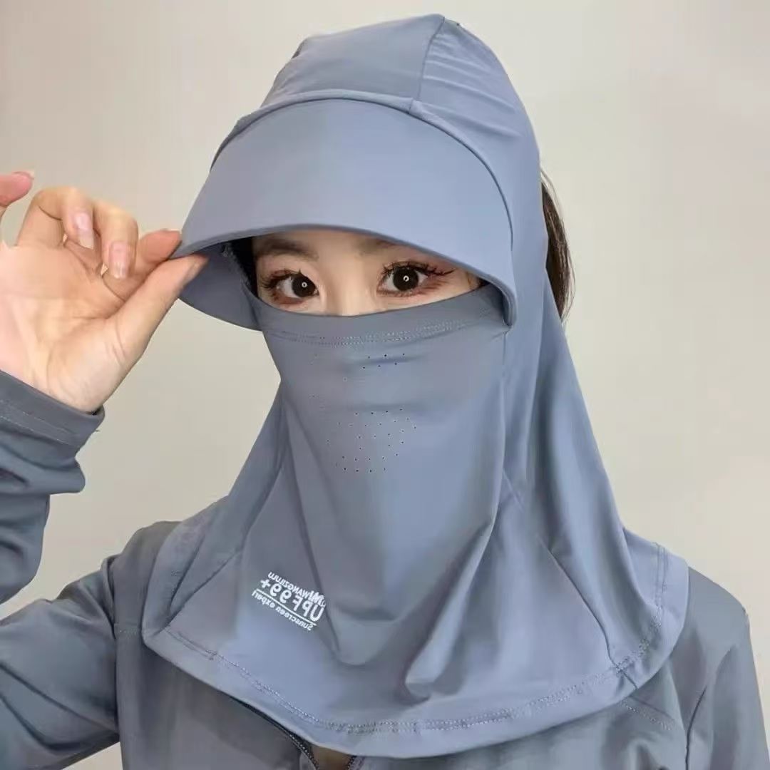 全脸防晒面罩全脸防紫外线女款夏季护颈遮阳帽男防晒帽骑车吹不翻3759A高清大图