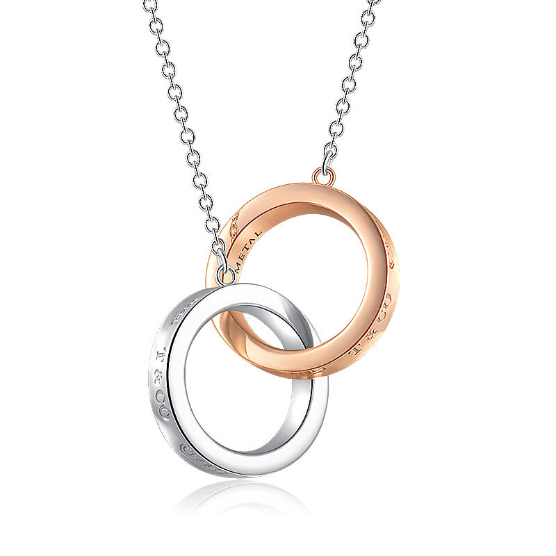 TIFFANY&CO.蒂芙尼1837双环扣吊坠项链S925银和Rubedo®金属 35672095高清大图