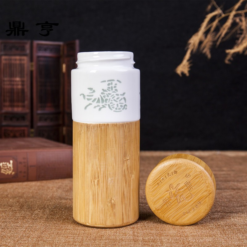 鼎亨陶瓷内胆保温杯大容量景德镇男便携礼品水杯定制logo养生茶杯