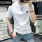 HLCOMAN欧洲站夏季短袖男2024年新款潮流印花T恤上衣修身体恤衫白色