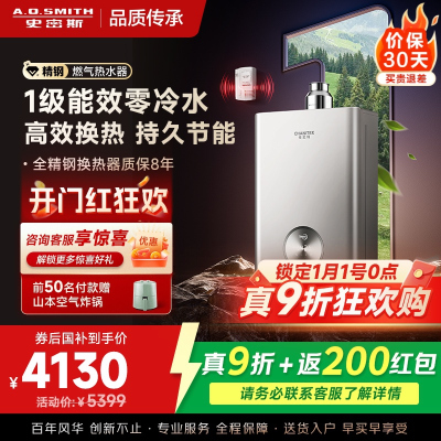 AO史密斯佳尼特 1级能效16L零冷水燃气热水器 JSLQ28-TJ3