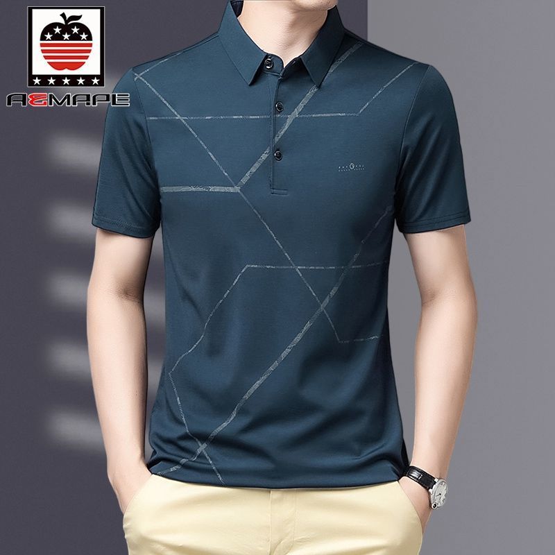 爱曼普正品男士棉POLO衫男中青老夏季休闲打底衫男大码爸爸装上衣