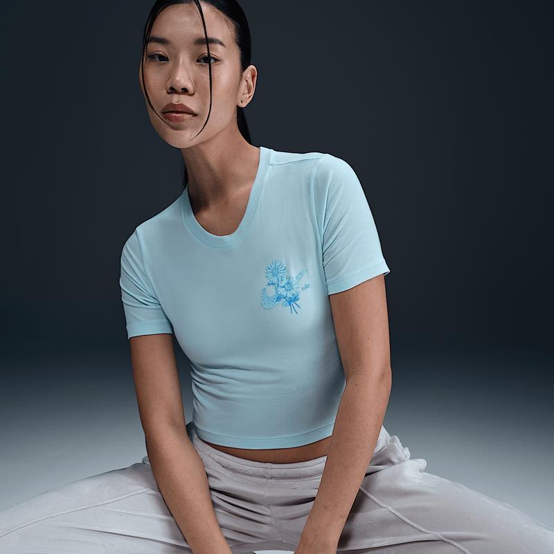 耐克(NIKE)耐克2024春季新款女式修身弹力透气 cropped运动T恤