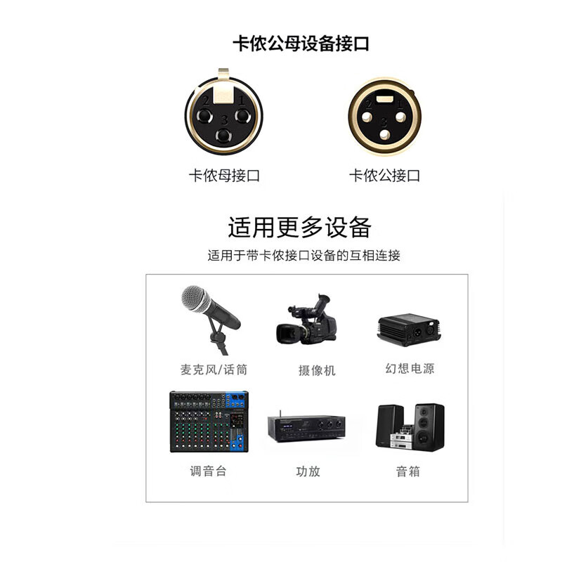 启诺 QN-KS1.5 公对母音频线 XLR平衡线声卡麦克风话筒调音台卡农线 黑色高清大图
