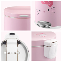 优百纳/HelloKitty凯蒂猫联名款家用不锈钢垃圾桶 脚踏式带盖小号垃圾桶5L