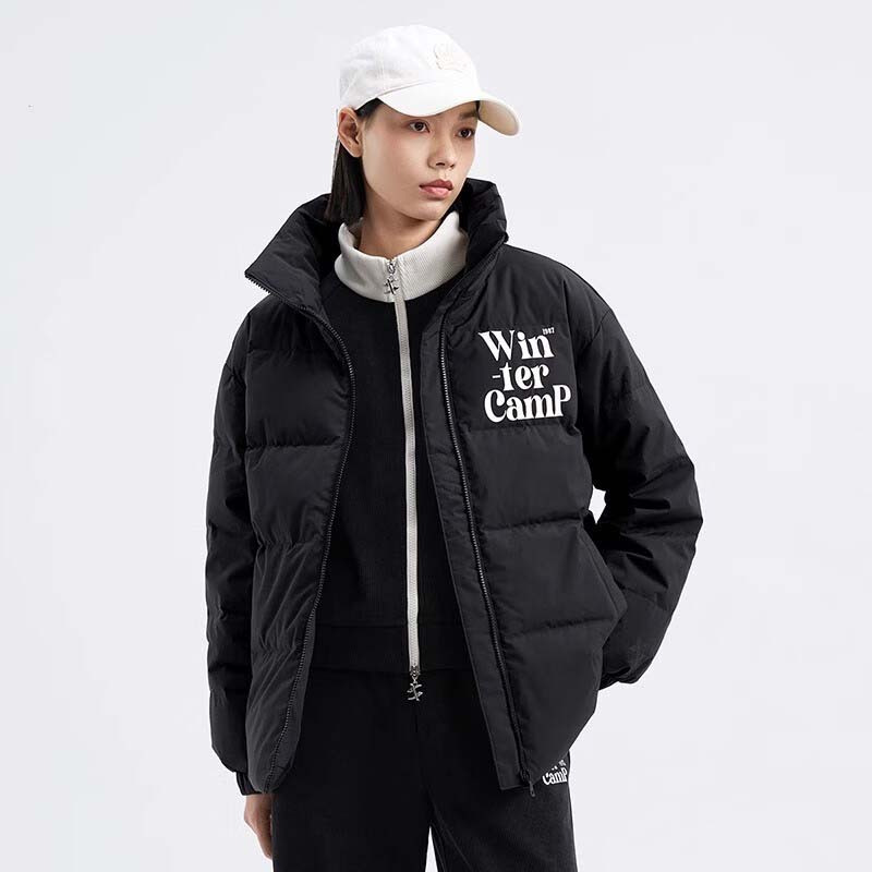 特步(XTEP)女装新款防风轻薄时尚潮流立领保暖运动羽绒服 976428190030豆皮色