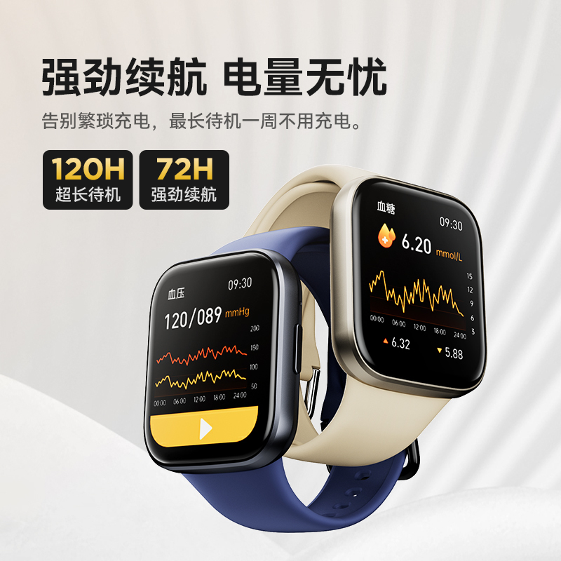 dido Y18 心率血氧通话手表24小时动态血糖血压趋势风险评估运动健康体温监测睡眠手环老人智能实时