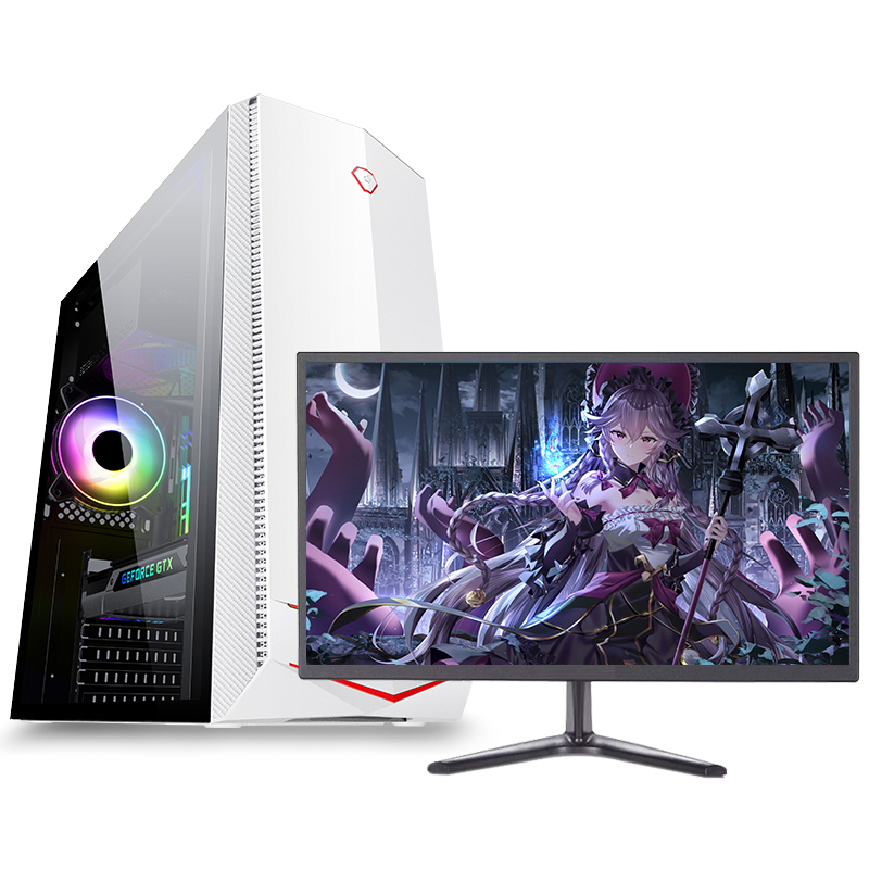 铭能 i5四核/GTX1650 4G独显/16G内存/480G固态 台式机 DIY组装机 台式电脑 商务家用办公组装电脑 学生电脑 设计电脑台式主机电竞游戏电脑主机+19英寸全套