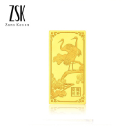 ZSK珠宝松龄鹤寿投资金条au9999足金金条金砖投资收藏系列10克 20克50克可选