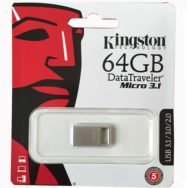 金士顿(Kingston)DTMC3 64GB USB3.1 金属U盘 银色 便携环扣(读速100Mb/s)北京恒通鼎业