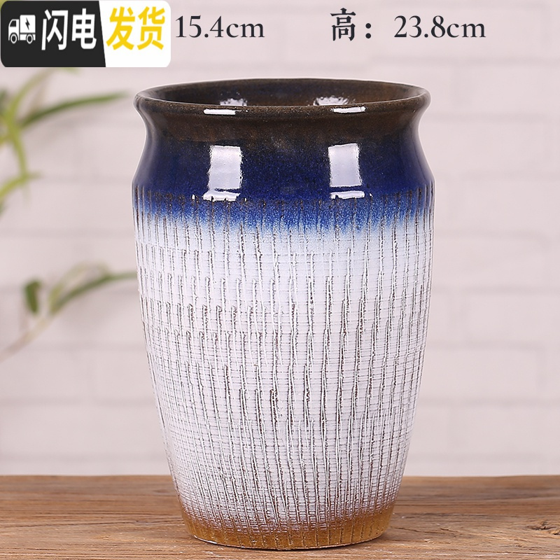 三维工匠宜兴紫砂花盆老桩多肉盆景法师盆栽透气粗陶陶瓷大号盆 菠萝捏口黑挂白 大花盆容器