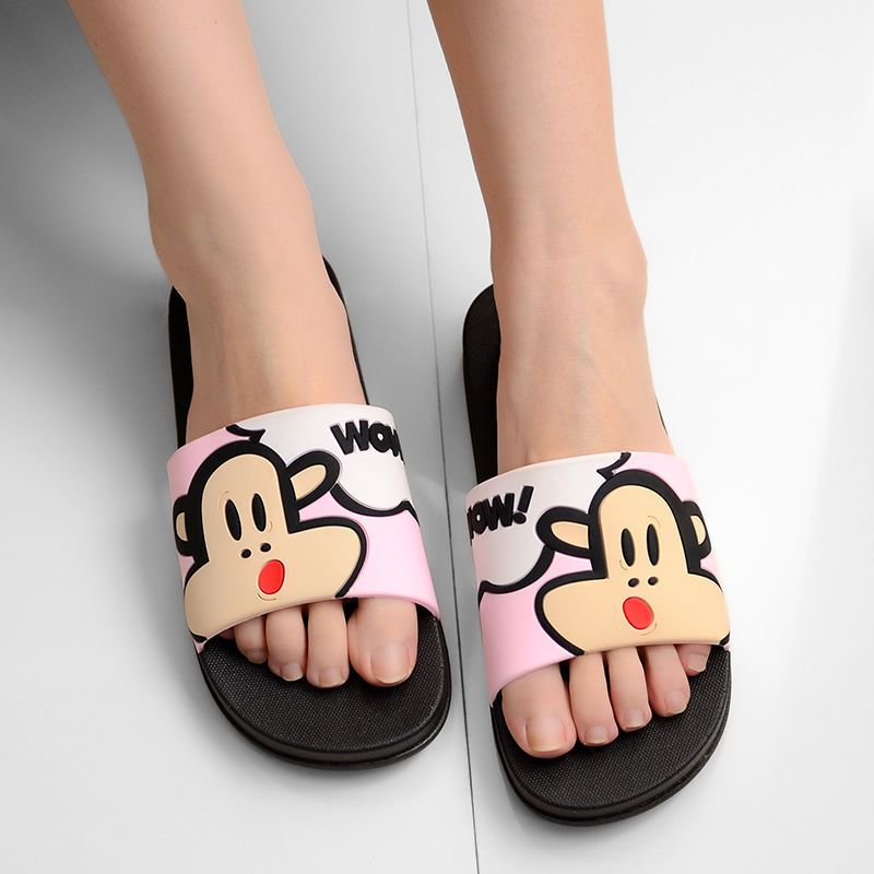 大嘴猴凉拖鞋夏季浴室凉拖鞋男女情侣款洗澡时尚卡通居家拖鞋621红色