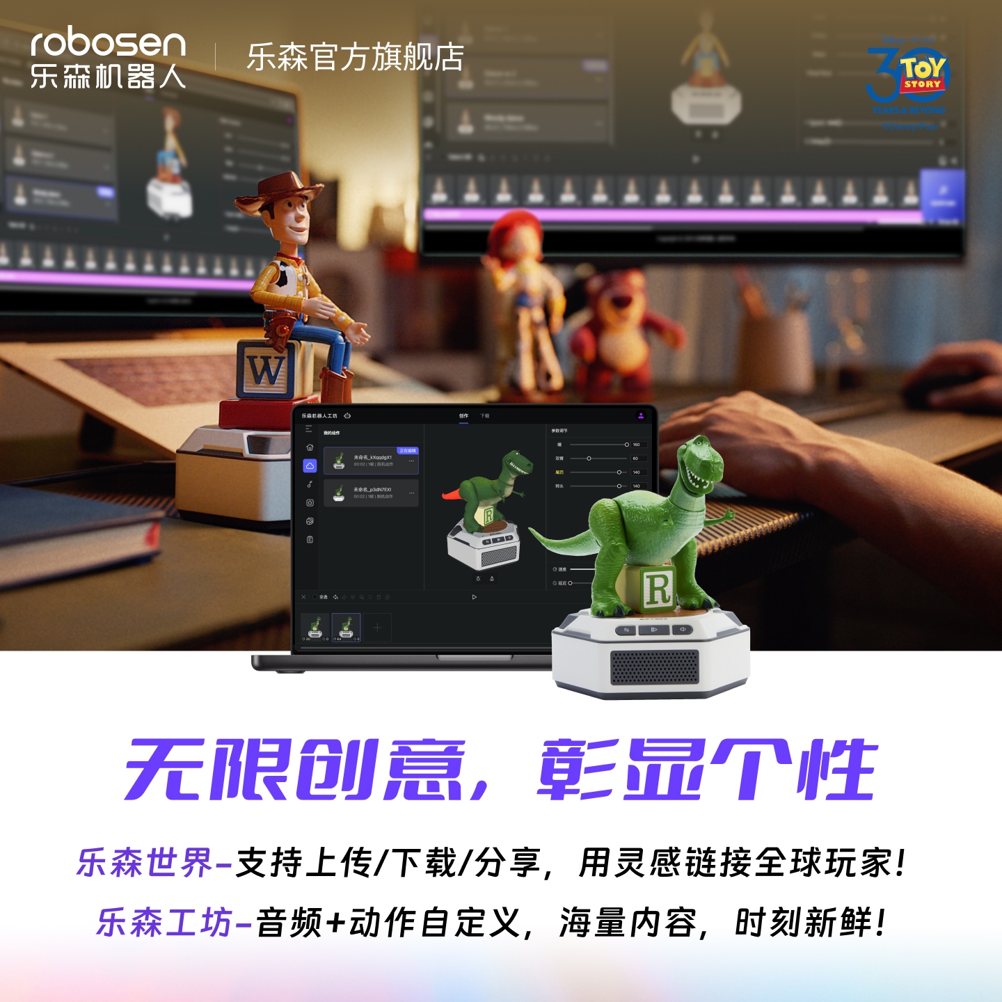 乐森迷你机器人迪士尼公仔手办摆件玩具机器人总动员智能潮玩高清大图