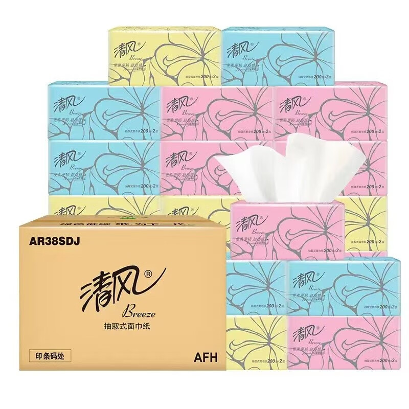 清风超质感系列抽纸24包(2层200抽)AR3AZC